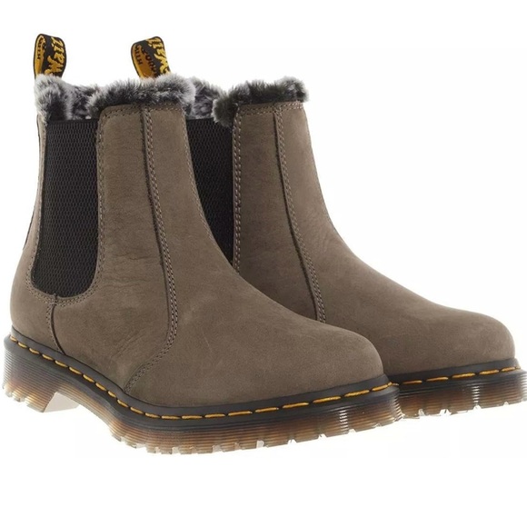 Dr. Martens Shoes - Dr Martens Leonore Chelsea fur line boot. Suede light gray. Size 7
